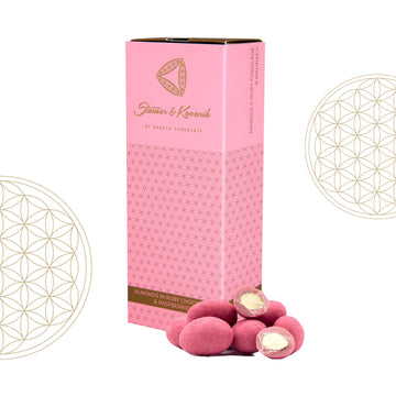 Almonds in Ruby Chocolate with Raspberry Powder, 130 g dragees