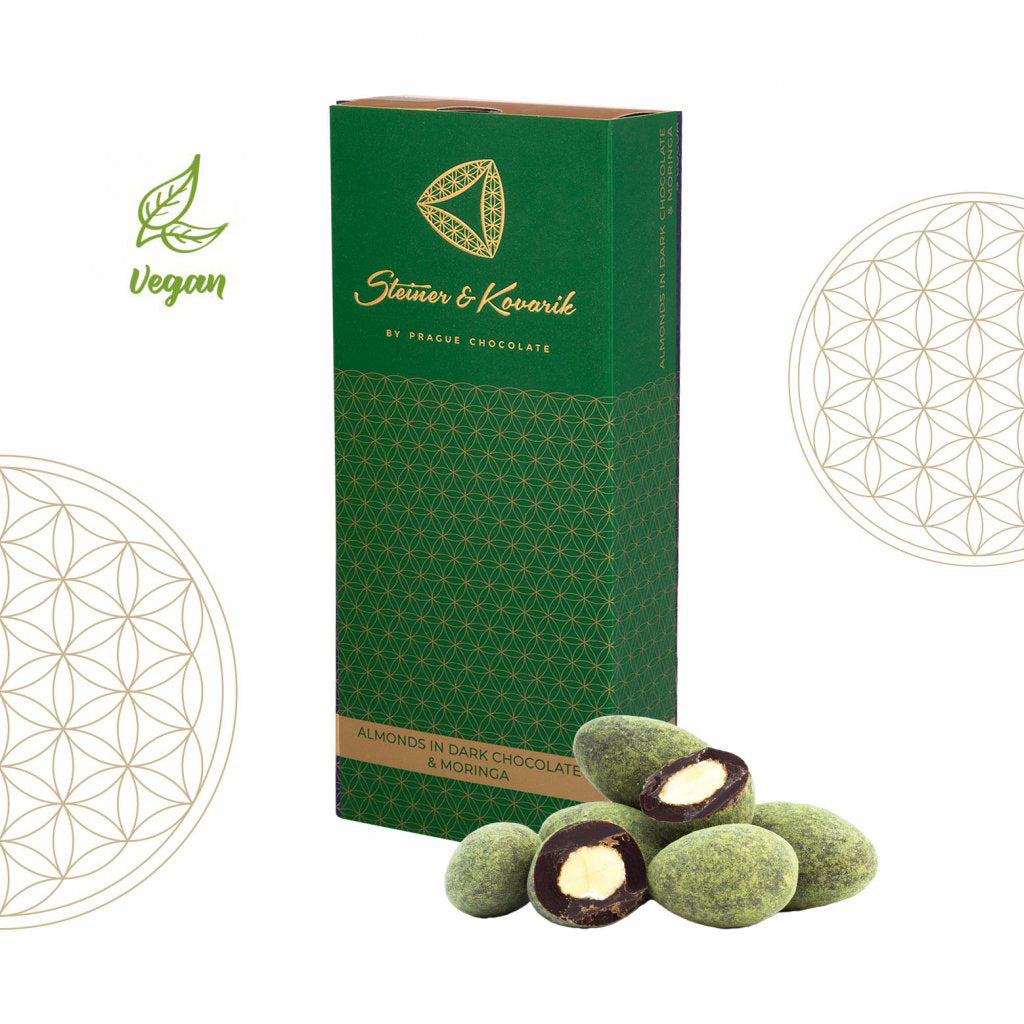 Almonds in Dark Chocolate with Moringa, 130 g dragees